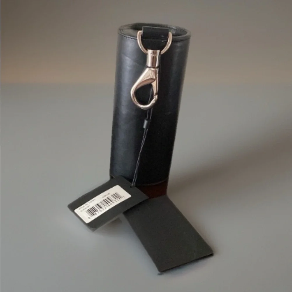 Alexander Wang Black Leather Sunglasses case Keychain Holder with clip NEW